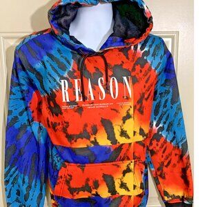 Tie Dye Hoodie Mens Size Small S Fleece Pullover Jacket Colorful Pride REASON